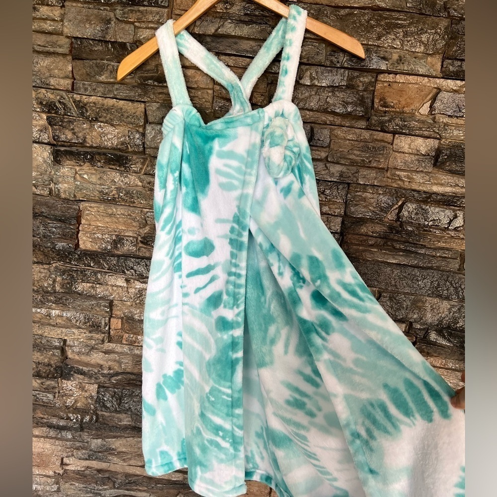 Turquoise Tie-Dye towel/robe Wrap Dress